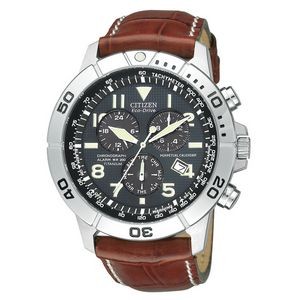 Custom Branded Citizens Men’s Eco-Drive Stainless Steel Chronograph Leather Strap Watch from Pedre