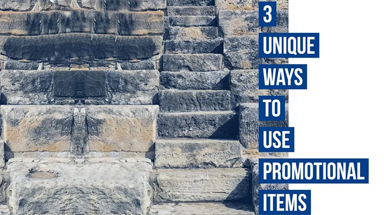 Stone steps with business promotional caption