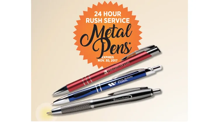 3 custom metal pens with light-up illumination option