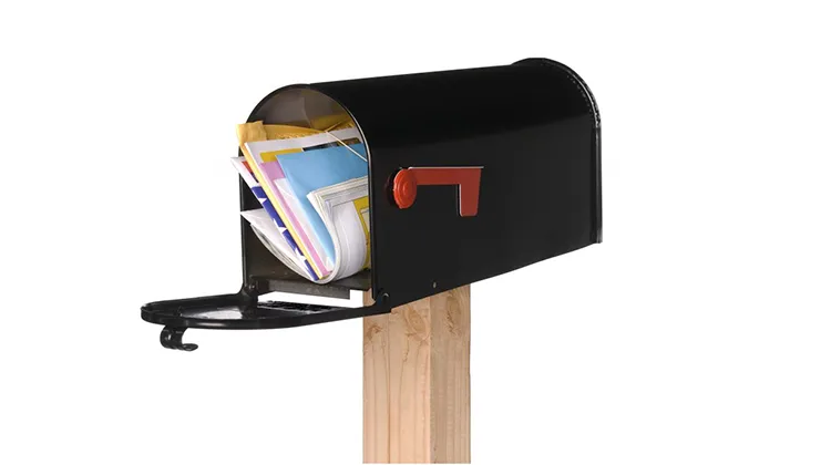 isolated open mailbox with mail