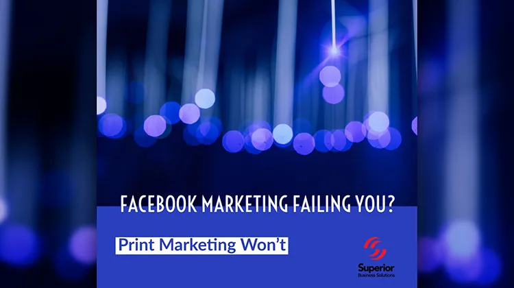 Abstract blue background - Facebook Marketing Failing You? Print Marketing Won't.