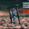 Hourglass with blue sand - Business concept meme - Have you defined your company's demise
