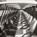 Golf carts lined-up ready for Golf Outing.