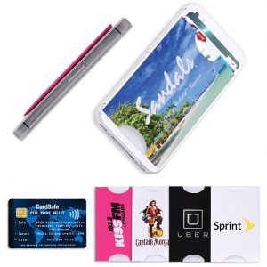 custom card safe raid cell phone wallet for promotional marketing in financial industries 