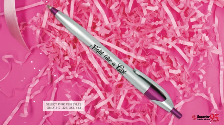Personalized custom pink pens for breast cancer awareness