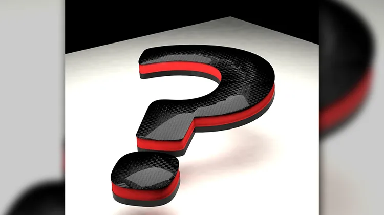 glossy carbon fiber conceptual question mark