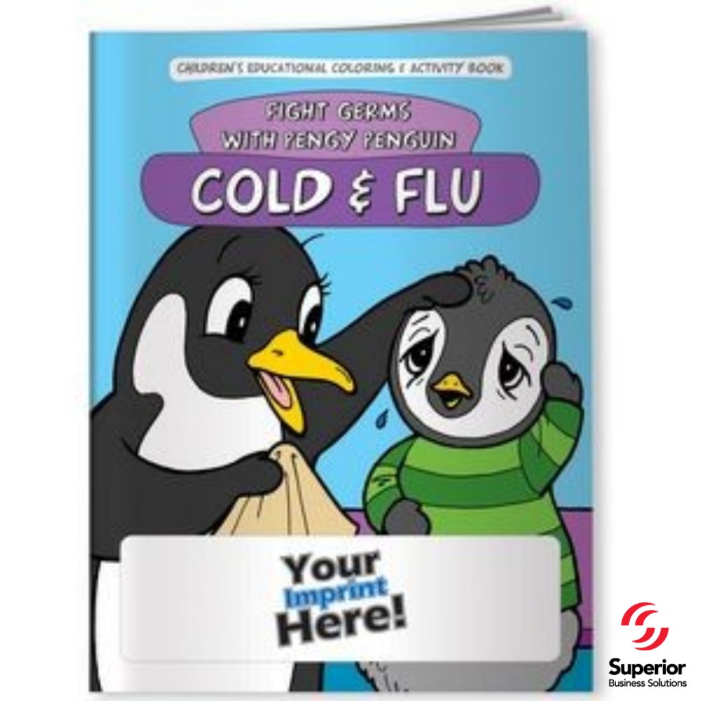 promotional marketing gifts Coloring Book - Fight Germs with Pengy Penguin_ Cold and Flu