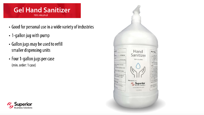 gallon Gel Hand Sanitizer with pump 70% Alcohol