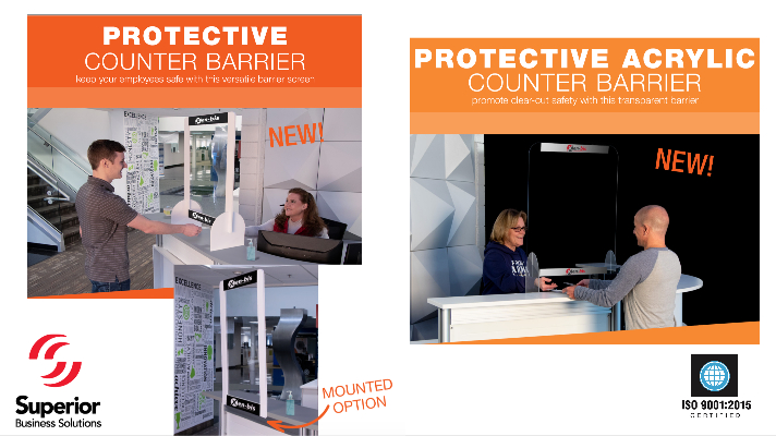 Branded Protective Counter Barriers with logo and without